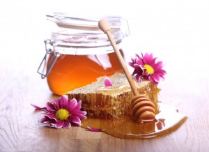 Honey on the wooden table